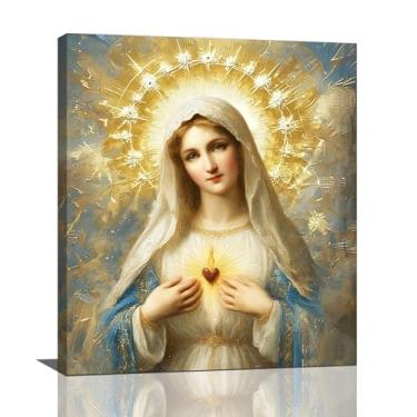 Imagem de Arte de parede da Virgem Maria Cristã Maria Mãe de Deus Jesus Tela Decoração de Parede Imagens Católicas Impressões de Cristo Arte Bíblia Religiosa Decorações Emolduradas para Igreja Sala de Oração