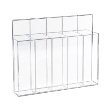 Imagem de Goklmn Suporte de canudo de acrílico para porta de armário, porta de armário magnético com divisórias removíveis, organizador de canudo transparente reutilizável para geladeira armário de cozinha e