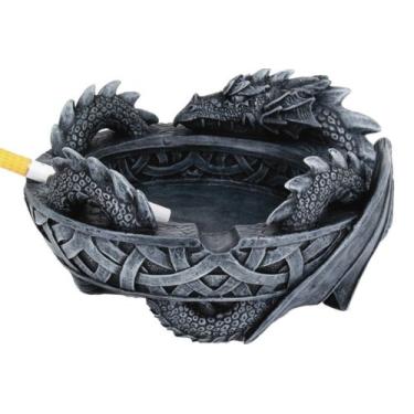 Imagem de Estátua do cinzeiro do dragão celta antigo em resina de pedra sintética