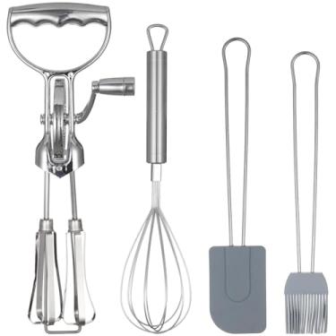 Imagem de LUMINFLY Conjunto de batedor de ovos com batedeira manual, escova de silicone e batedor de mão de cabeça dupla para uso doméstico