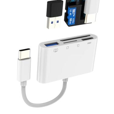 Imagem de Leitor de cartão SD TF USB C (4 em 1) adaptador OTG 3.0 para iPhone 16 15 leitor de cartão micro SD para iPad tipo C cabo carregador MacBook para Apple compatível com Samsung S25 Android Tablet câmera