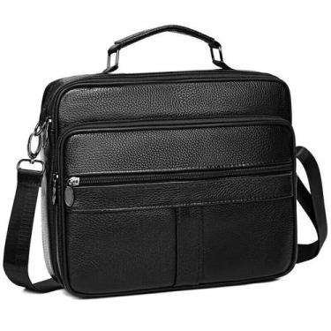 Imagem de Bolsa Messenger em couro PU para homens preta - yiweisai