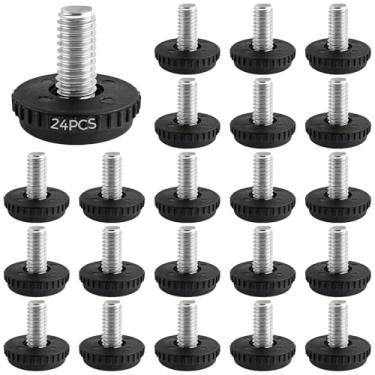Imagem de 24 peças de pés niveladores resistentes de 5/40.6 cm - 45.7 cm, niveladores de mesa de aço inoxidável, ajustadores de perna de móveis para armários, cadeiras, mesas e uso industrial