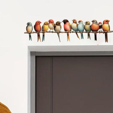 Imagem de Adesivos de parede, papel de parede de PVC, pássaros coloridos removíveis