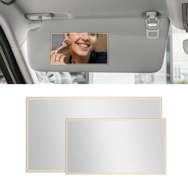 Imagem de Lyxheth 2 peças de espelho para viseira de carro, espelho para viseira de carro, espelhos retrovisores interiores pequenos pequenos de aço inoxidável à prova de estilhaçamento de alta definição