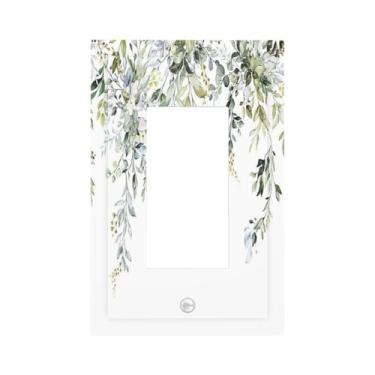 Imagem de Nadoabtm Capas decorativas Boho Farmhouse Flower Leaf Sage Green 1 Gang Single Rocker Light Switch Cover Plate Placas de parede GFCI para decoração de cabine de quarto