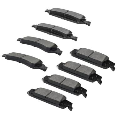 Imagem de Conjunto de pastilhas de freio a disco de cerâmica, conjunto de substituição dianteiro e traseiro de 8 peças para Cadillac Escalade ESV Chevrolet Silverado 1500 LD Suburban Tahoe GMC Sierra 1500