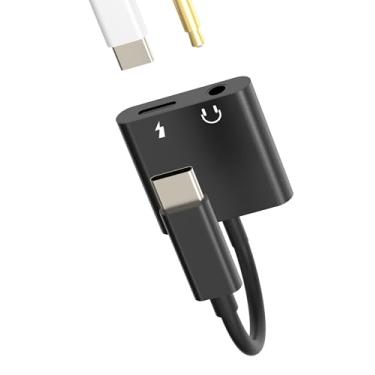 Imagem de Adaptador USB C para conector de fone de ouvido de 3,5 mm, carregador 2 em 1 DAC tipo C, cabo de áudio para Apple para iPhone 15 Pro Max Plus para iPad Mini6 compatível com microfone auxiliar de carro
