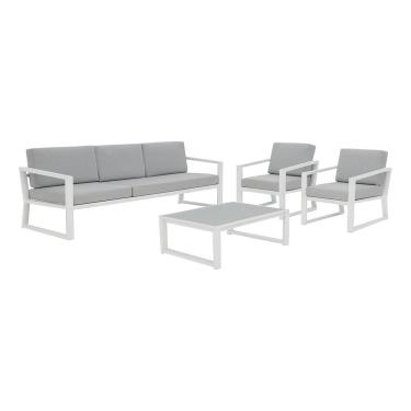 Imagem de Conjunto De Jardim Aluminio Cinza 4 Pecas Sofa Poltrona Mesa