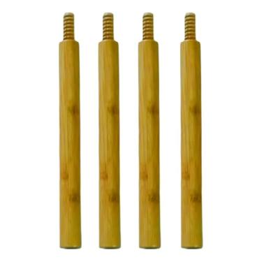 Imagem de GOGOGO Pacote com 4 pacotes de expansão de altura de prateleira de bambu ajustável nº 1 (natural, 0,98 x 3,93)