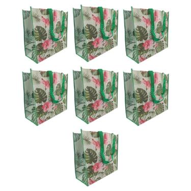 Imagem de Bolsa Sacola Ecologica Ecobag Kit 7 Unidades Retornavel Dobravel Compras Mercado Reutilizavel