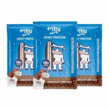 Imagem de Kit 3 Whey Protein Concentrado Sache Chocolate C Coco 35G - Maismu