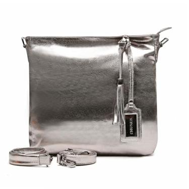 Imagem de Bolsa Sacola Feminina Faculdade Pós Graduação Couro Sifra (METALIZADO INOX)