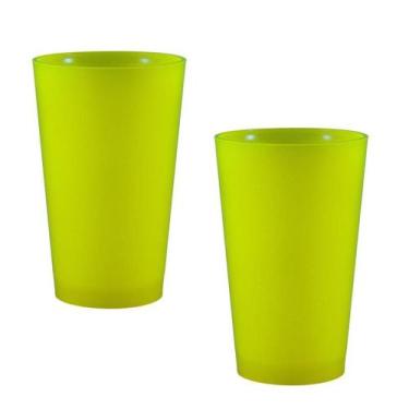 Imagem de Kit 2 Copos Cancun Amarelo Neon 320Ml Plástico Premium - Bb Store