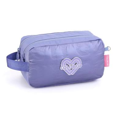 Imagem de Estojo Escolar Duplo Color Up Menina Feminino Grande (Lilas)