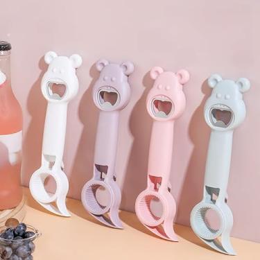 Imagem de Abridor de garrafa multifuncional 4 em 1, design de urso fofo, cerveja, bebida, lata e abridor de frascos