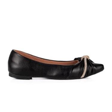 Imagem de Sapatilha Feminina Casual Ana Lia Preto Com Strass E Bico Oval-Feminino