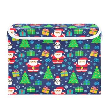 Imagem de SEHANY Cestas de armazenamento de Papai Noel de Natal com tampas, organizador de caixas de armazenamento de tecido para armário de roupas, cobertor de escritório, berçário, 42 x 32 x 30 cm