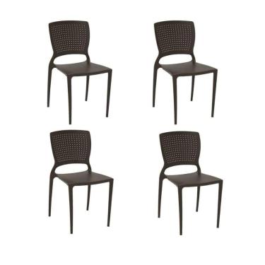 Imagem de Kit 4 Cadeiras Safira Marrom Tramontina 92048/109