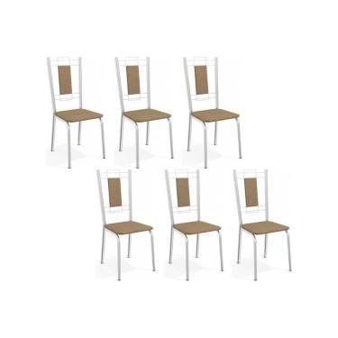Imagem de Cadeira De Cozinha Florença C005 Kit 6 Un Cromada-capuccino - Kappesberg
