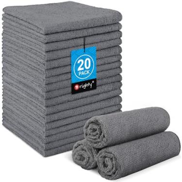 Imagem de Orighty Conjunto de 20 toalhas de banho, panos de rosto de microfibra altamente absorventes e macios, panos de lavagem multiuso e toalhas de mão para banheiro, hotel, spa e academia, 29 x 28 cm, cinza