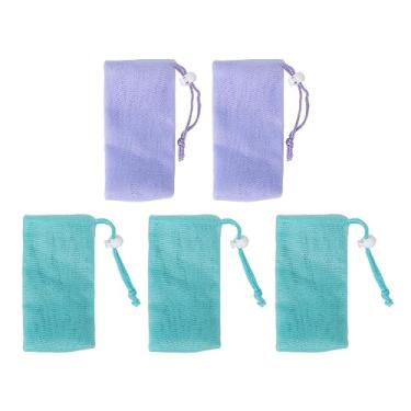 Imagem de Mbeysaq 5 peças bolsa de sabão de malha de secagem rápida, rede de espuma de sabão de alta eficiência para limpeza facial do corpo do chuveiro
