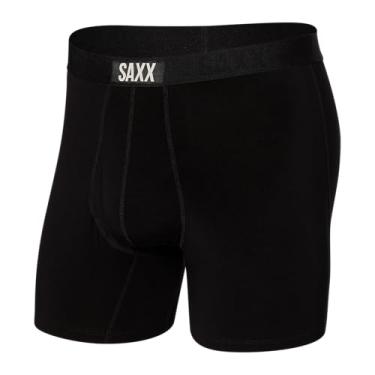 Imagem de SAXX Cueca masculina – Cueca boxer ultra super macia com braguilha e suporte embutido – Roupa íntima masculina, Preto/preto, M