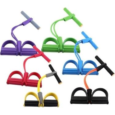 Imagem de Extensor Elástico para Exercícios, Musculação e Treinos em Casa, com Pedais Antiderrapantes e Alças Acolchoadas, Látex de Alta Resistência, 25 x 49 cm
