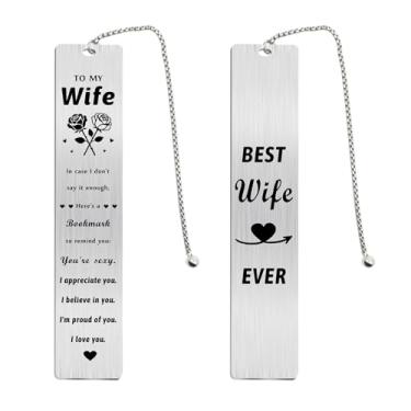 Imagem de Fetiger Presente de Natal para esposa do marido para minha esposa, marcador de livro I Love You Wifey, presente de aniversário de Ação de Graças Dia dos Namorados