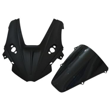 Imagem de GZDLMoto Kit de carenagem frontal da viseira do defletor de vento do para-brisa da motocicleta para CFMOTO 675SS, 675SR Plástico ABS, 2 em 1 (F-Preto)