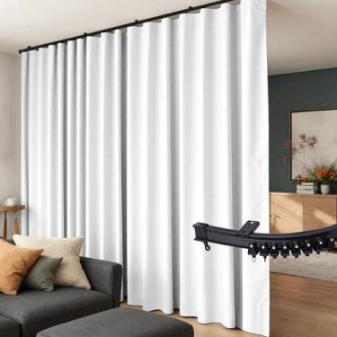 Imagem de Cortinas divisórias de quarto, conjunto de trilhos de teto flexíveis, trilho de cortina, suporte de teto, cortina blackout para sala de estar, quarto, varão, painel divisor de privacidade L38 x 20 m