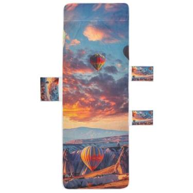Imagem de STAYTOP Linda capa de toalha de espreguiçadeira de balão de ar quente, capa de espreguiçadeira macia, capas de cadeira de praia com bolsos para jardim ao ar livre, pátio, pátio, banhos de sol, gramado