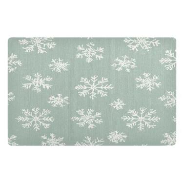 Imagem de STAYTOP Tapete de Natal com flocos de neve para entrada externa 81 x 50 cm, tapete de boas-vindas ao ar livre/interno, tapetes de banho fofos, capacho frontal antiderrapante para entrada, pátio, áreas