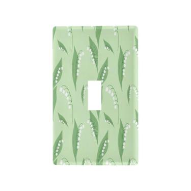 Imagem de Wassud Delicada placa de cobertura de interruptor de luz de lírio decorativa para tomada de parede para tomadas elétricas, interruptor único 11 x 6 cm