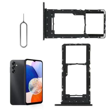 Imagem de 2 unidades de substituição para bandeja de cartão SIM para Samsung Galaxy A14 5G SM-A146U A146U1 S146VL Suporte para cartão SIM com pino ejetor (preto)