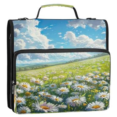 Imagem de Coikll Pasta expansível Daisy and Cloud com zíper em D, organizador de fichário com alça de ombro e alça para facilitar o transporte