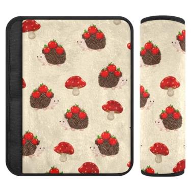 Imagem de Burbuja Capa para cinto de segurança de carro cogumelos ouriços protetor de cinto de segurança de carro macio confortável para alça de ombro de assento, 1 par médio