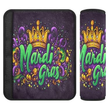 Imagem de Burbuja Capa para cinto de segurança de carro Mardi Gras Protetor de cinto de segurança de carro macio confortável para alça de ombro de assento de carro, 1 par médio