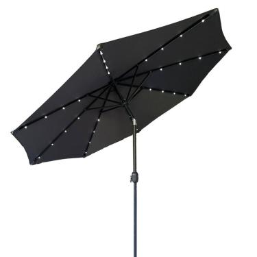 Imagem de Ombrelone Base Central Articulado Redondo 2,7m Cinza Alumínio c/ Led Piscina Importway Iwobcal-270cz