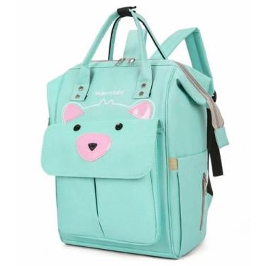 Imagem de BOLSA MOCHILA de Maternidade GATINHO verde água MULTIFUNÇÕES impermeáv