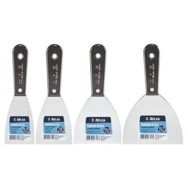 Imagem de Kit Jogo 4 Peças Massa Gesso Pintura Espátula Aço Tamanhos - Atlas