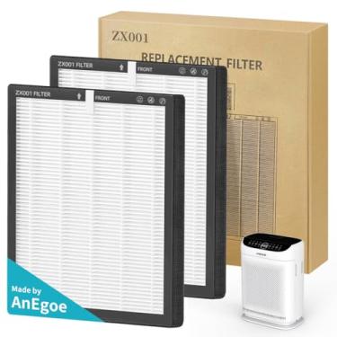Imagem de AnEgoe Filtros HEPA de substituição compatíveis com purificador de ar AnEgoe ZX001, filtro HEPA verdadeiro H13 de 3 estágios para purificadores de ar para casa grande sala de até 2500 pés², filtro de