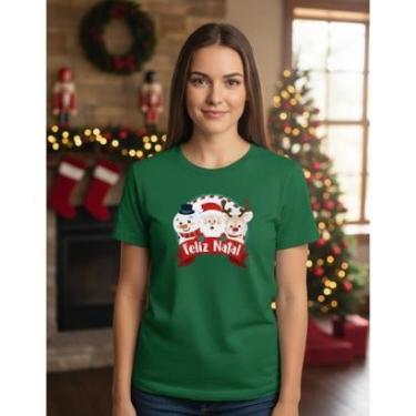 Imagem de Camiseta Casual Unissex Feliz Natal Malha Leve e Macia em Algodão-Unissex