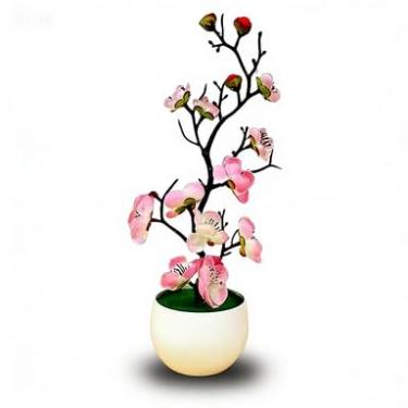 Imagem de Planta Artificial Flor de Ameixa Rosa Claro - Vaso Decorativo deDurável para Decoração de Sala e Ambientes Internos
