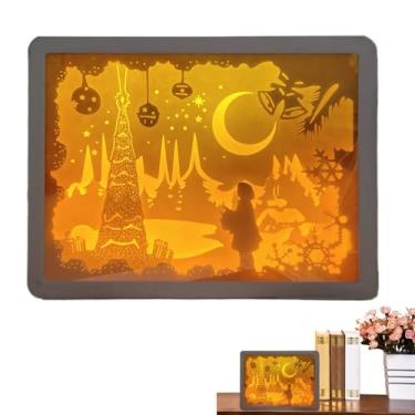 Imagem de Caixa de luz, Luz noturna | Luzes Noturnas | Caixa de luz com corte de 3D, moldura de caixas de sombra, luzes LED para mesa de quarto, aniversário de crianças