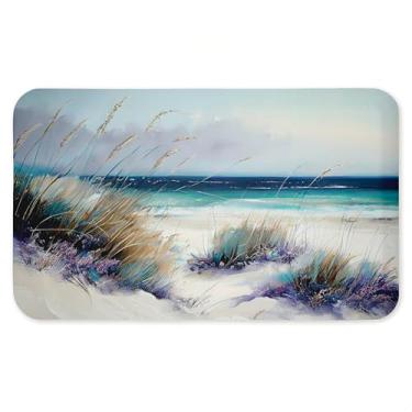 Imagem de Tapete antifadiga Windblown Beach Grasses, tapete ergonômico acolchoado para cozinha e pé com suporte antiderrapante, tapete confortável ecológico, design da Sasha, 76 cm x 45 cm
