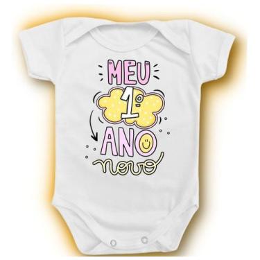Imagem de Body Para Bebê Meu Primeiro Ano Novo Rosa Menina Reveillon - Borizinho