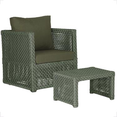 Imagem de Mesa E 1 Poltrona Madri Corda Náutica Estofado 13 Trama Verde