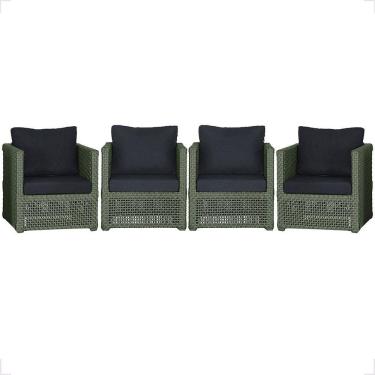 Imagem de 4 Poltronas Madri Alumínio Corda Náutica Estofado 12 Trama Verde