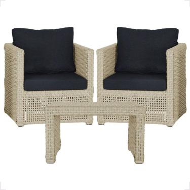 Imagem de Mesa E 2 Poltronas Madri Corda Náutica Estofado 12 Trama Rami